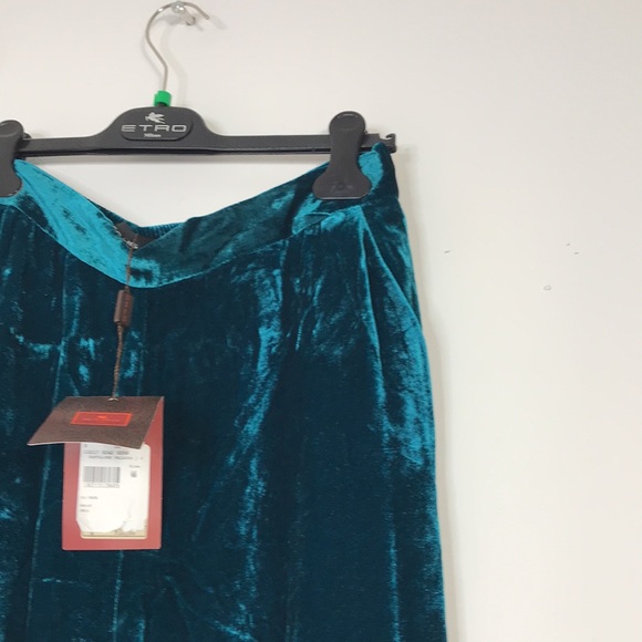 NWT ETRO Greenish teal velvet palazzo trousers - Picture 6 of 14